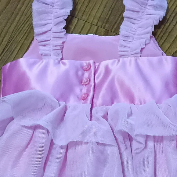 Janie and Jack Elegant Pink Satin Ruffle Dress - Picture 8 of 8